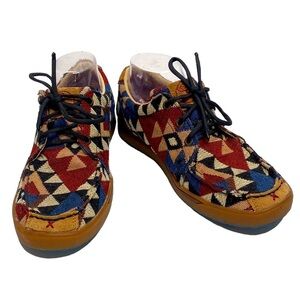 Twisted X Men's Tan & Red Aztec Print Hooey Loper Lace Up Textile Shoes size 8